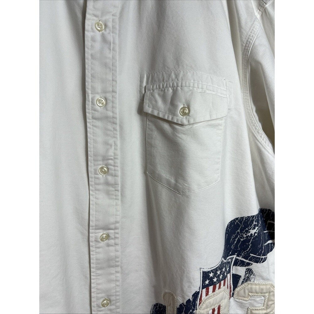 RARE RALPH LAUREN THICK WHITE WINGED WING FOOT BUTTON DOWN 1932 OXFORD SHIRT XXL - Picture 4 of 13